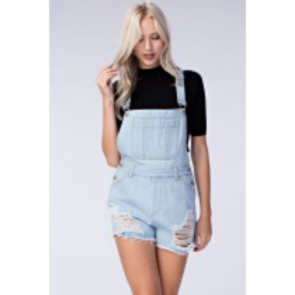 Denim Distredsed Overalls